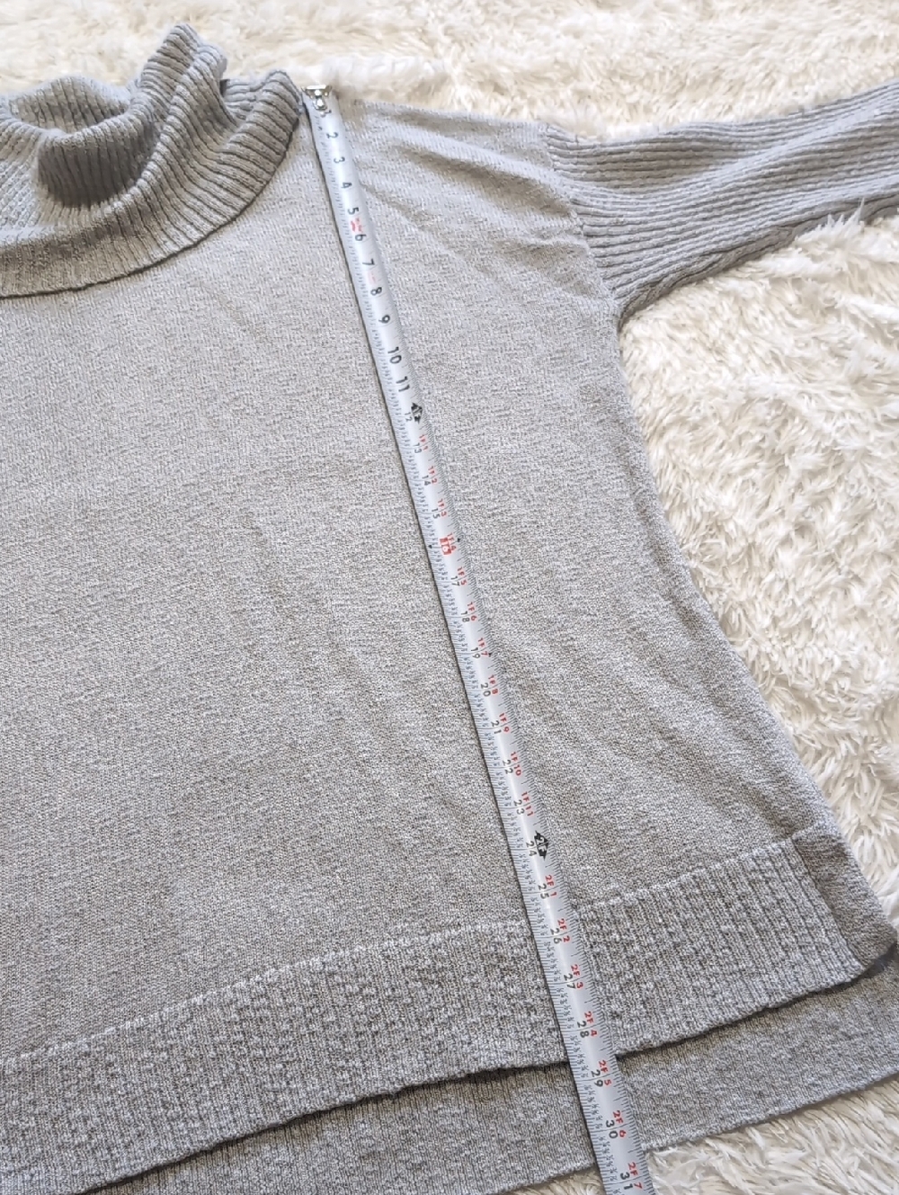 Wonderly Grey Tunic Length Cowl Neck Long Sleeve Ribbed Knit Sweater Size XL - Picture 12 of 12